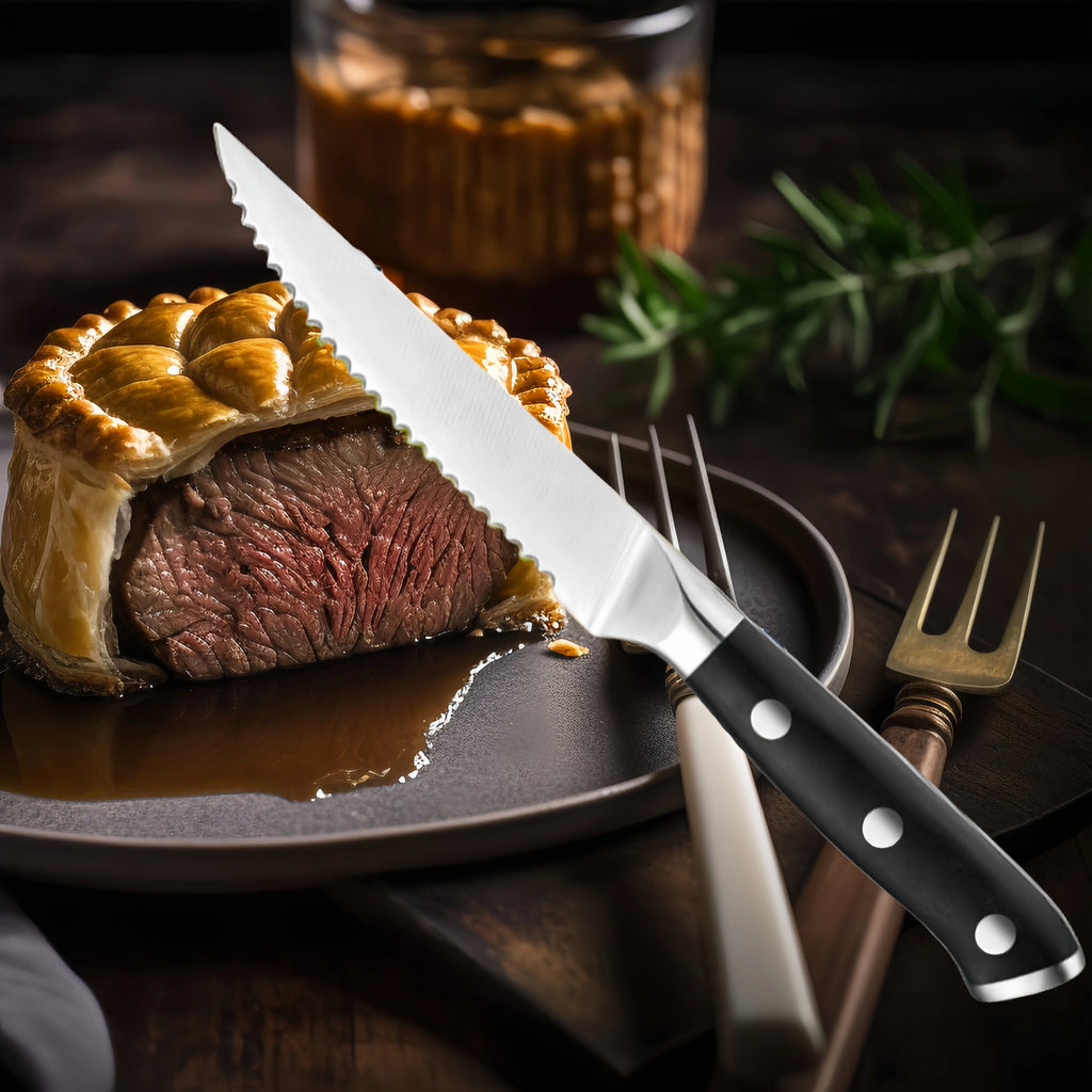 Serrated Steak Knife Set – Stainless Steel ABS Handle 1-6 Pc Steak Knife Set Axl