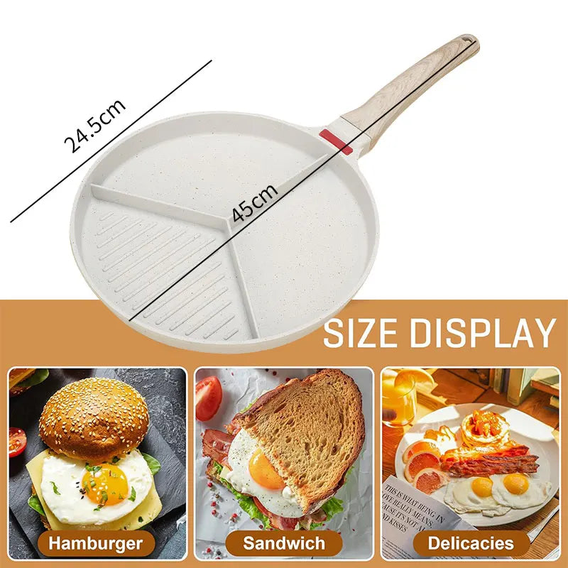 3-in-1 Nonstick Divided Frying Pan – Egg, Omelet & Grill Divided Nonstick Pan Axl