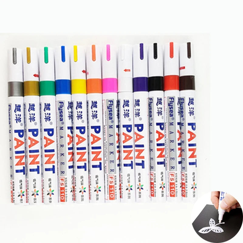 12-Piece Waterproof Permanent Paint Markers – Tire & Art Use Paint Marker Set Axl