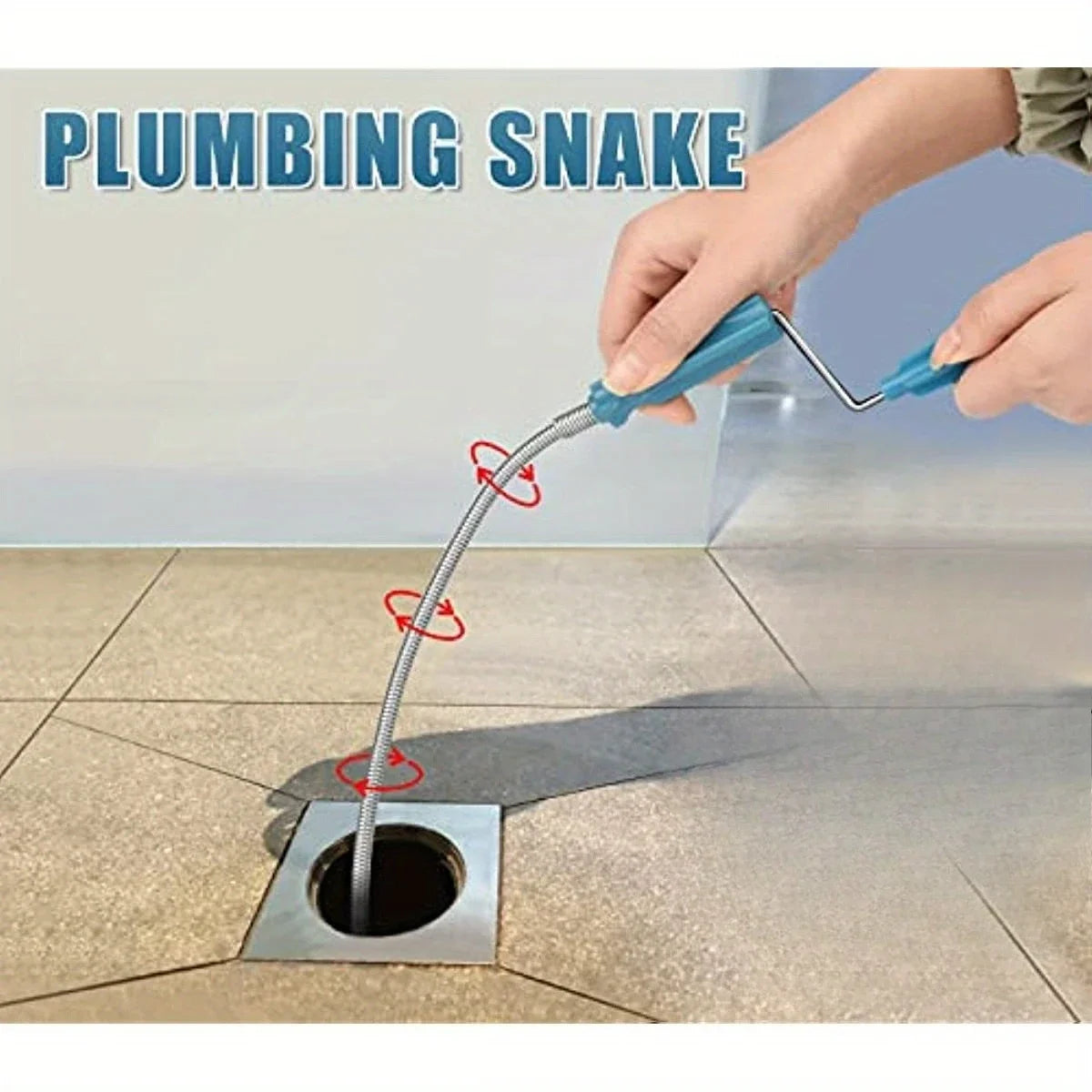 Flexible Spiral Drain Cleaning Shaft with Hook – Blue Drain Cleaning Tool Axl