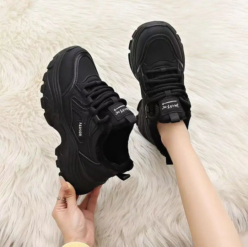Fleece Lined Women's Winter Sneakers – Chunky Sole Casual Shoes Women's Winter Sneakers Axl