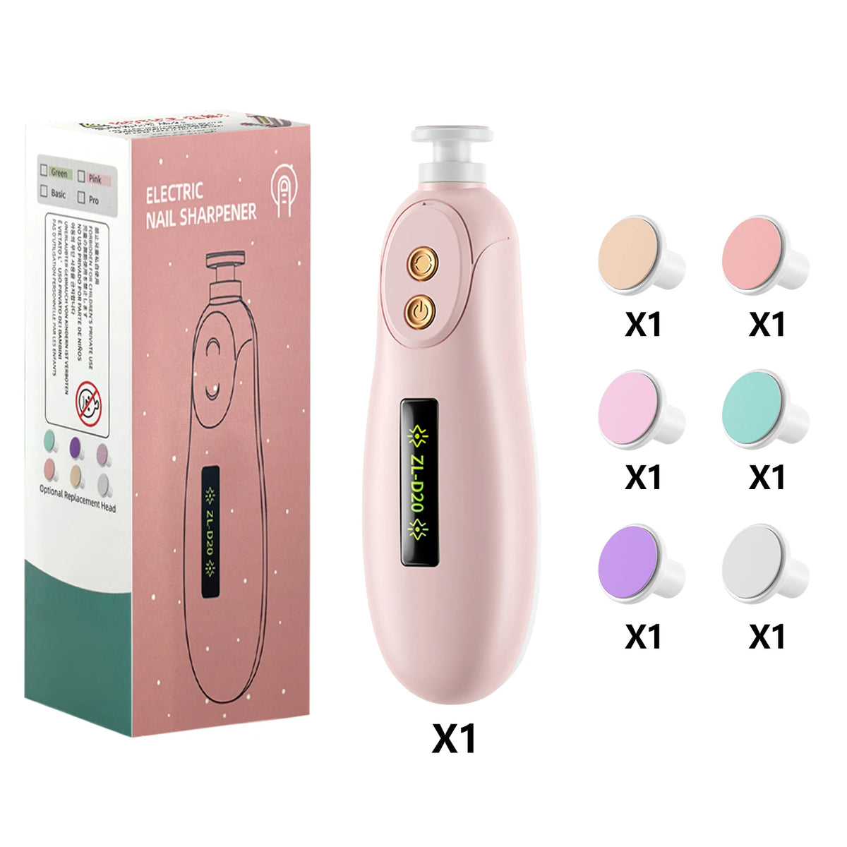 Electric Baby Nail Trimmer Set with LED Light | Safe for Newborns Baby Nail Trimmer Axl Rechargeable Pink