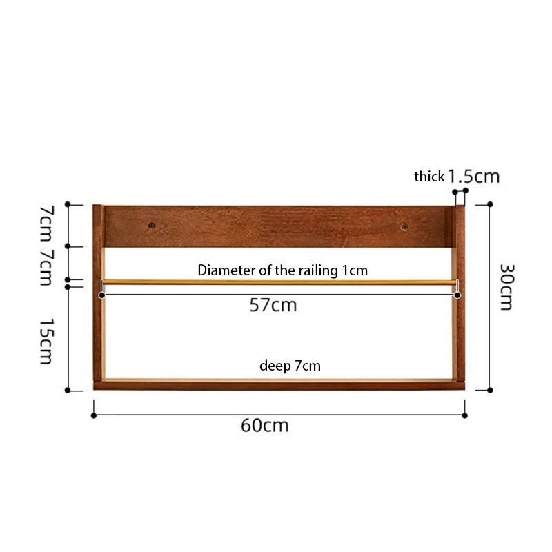 Solid Wood Floating Wall Shelf | Nordic Scandinavian Style Floating Wall Shelf Axl 60cm Walnut Color