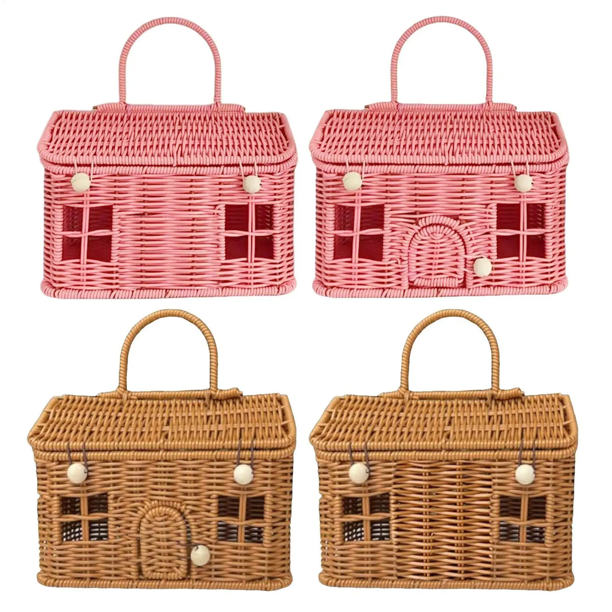 Wicker Rattan Storage Baskets with Lid – Rustic Home Organizer Wicker Storage Basket Axl