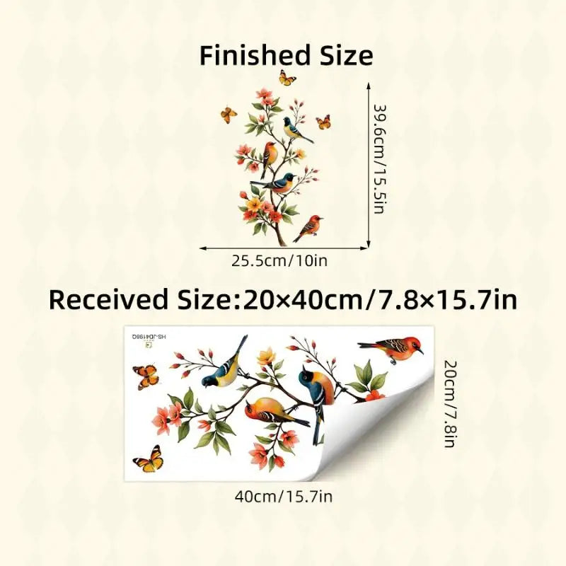 Tree Branch Bird & Butterfly Window Cling PVC Decal Sticker Window Cling Decal Axl