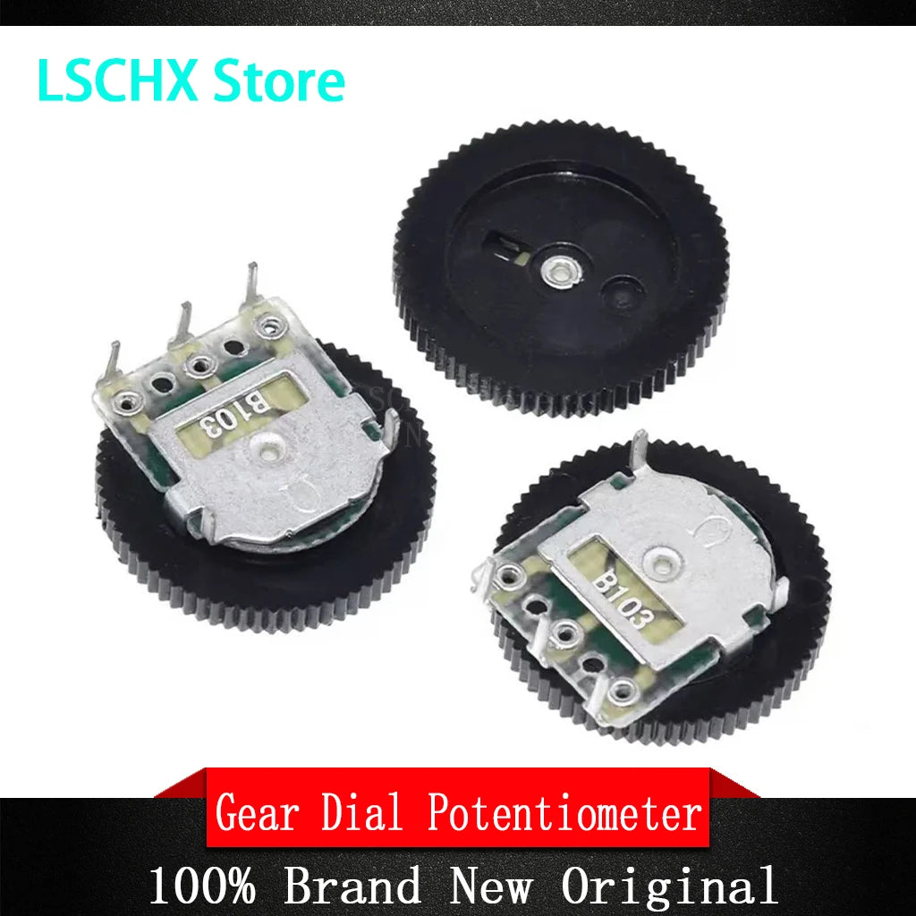 10PCS Gear Dial Potentiometer 1K 10K 20K 50K 3-Pin & 5-Pin Rotary Potentiometer Axl 5K B502 3PIN