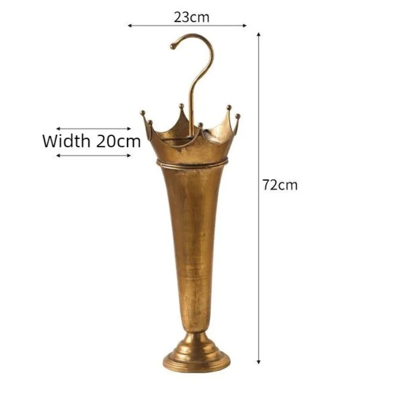 Retro Iron Umbrella Stand – Gold Vintage Entryway Holder Umbrella Stand Axl Gold