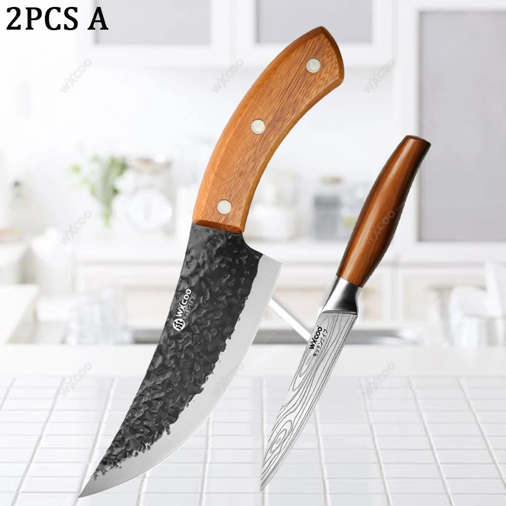 WXCOO Hand Forged Boning Knife – Stainless Steel Chef Knife Kitchen Boning Knife Axl 2PCS A