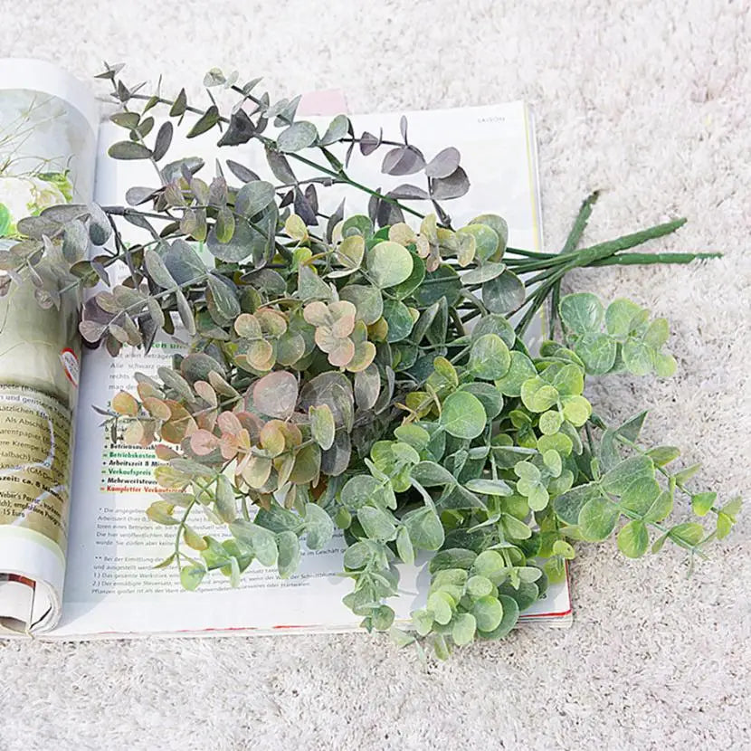 Faux Eucalyptus Branch Stems | Artificial Green Leaves Decor Artificial Plant Stems Axl