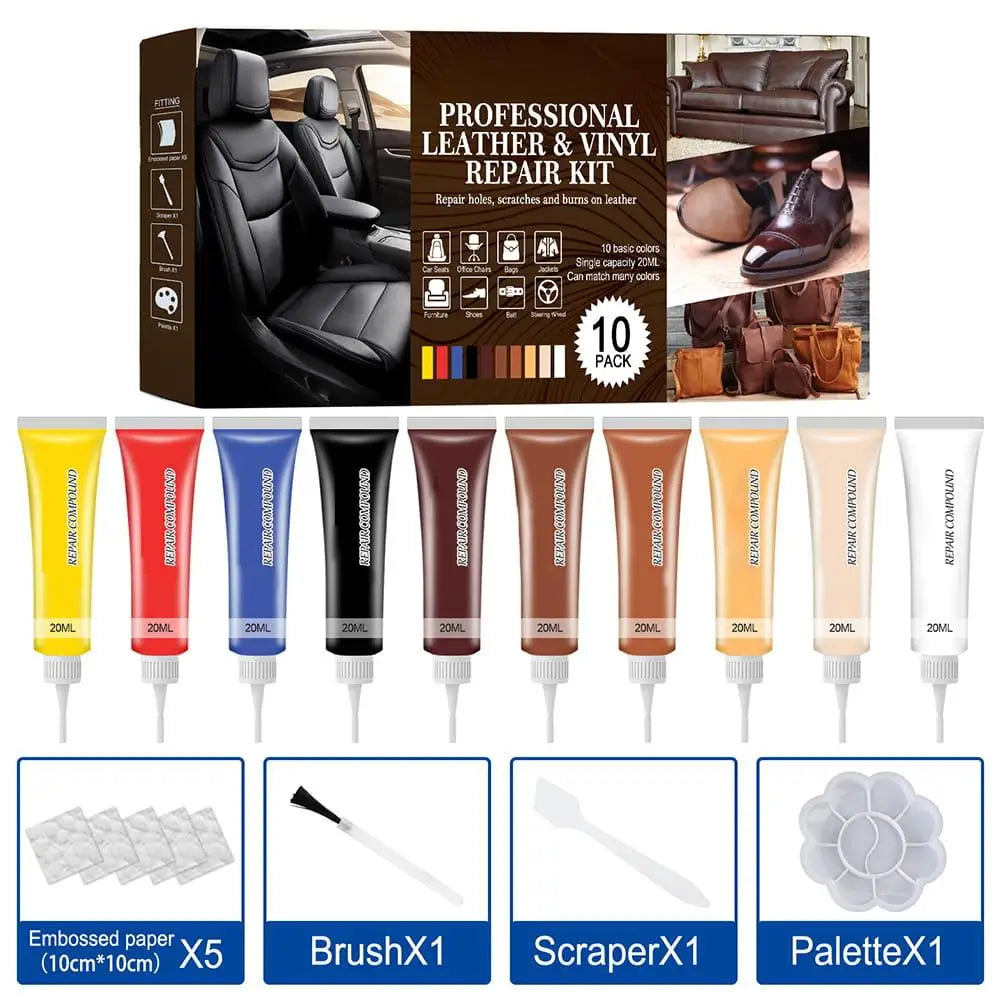 10-Color Leather Repair Kit – DIY Scratch & Scuff Restore Leather Repair Kit Axl 1 set