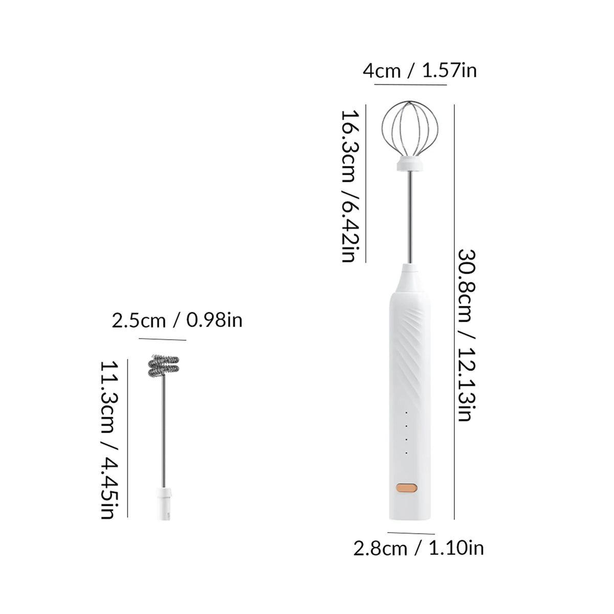 ONEKA Mini Rechargeable Milk Frother Wand | Coffee Latte Mixer Handheld Milk Frother Axl White