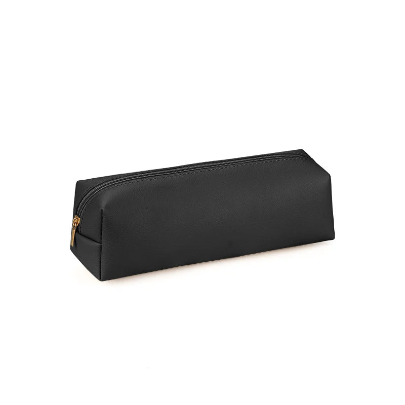 Large Capacity PU Leather Pencil Bag – Zipper Stationery Case Pencil Bag Axl Black