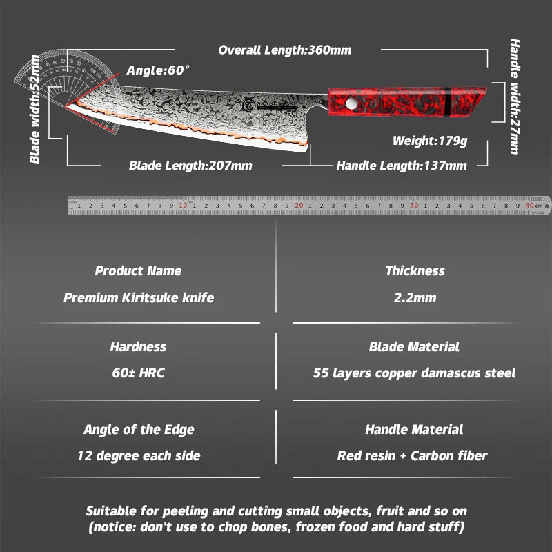 Grandsharp 8" Kiritsuke Knife – 55-Layer Damascus Steel Chef Knife Damascus Chef Knife Axl