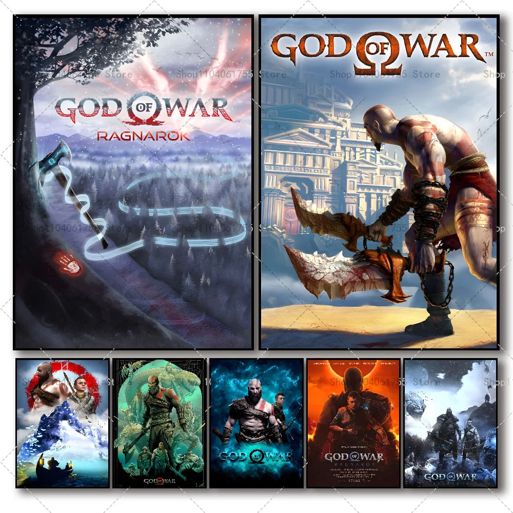 God of War Ragnarok Wall Poster | Self-Adhesive Waterproof Sticker Wall Art Poster Axl