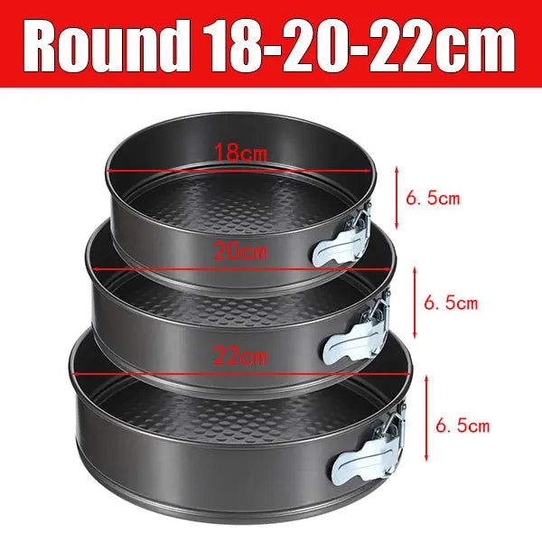 3-Piece Nonstick Springform Cake Pan Set – Round Heart Square Springform Cake Pan Set Axl Round 18-20-22cm