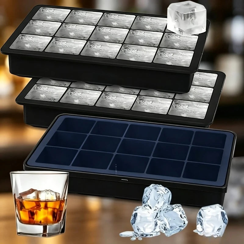 KEMORELA 15-Grid Silicone Ice Cube Tray – Large Bar Ice Mold Silicone Ice Cube Tray Axl