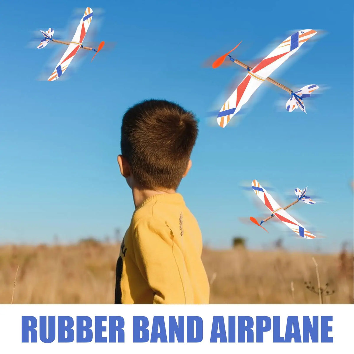 Rubber Band Powered Glider Airplane Toy – Kids Flying Plane Flying Glider Toy Axl