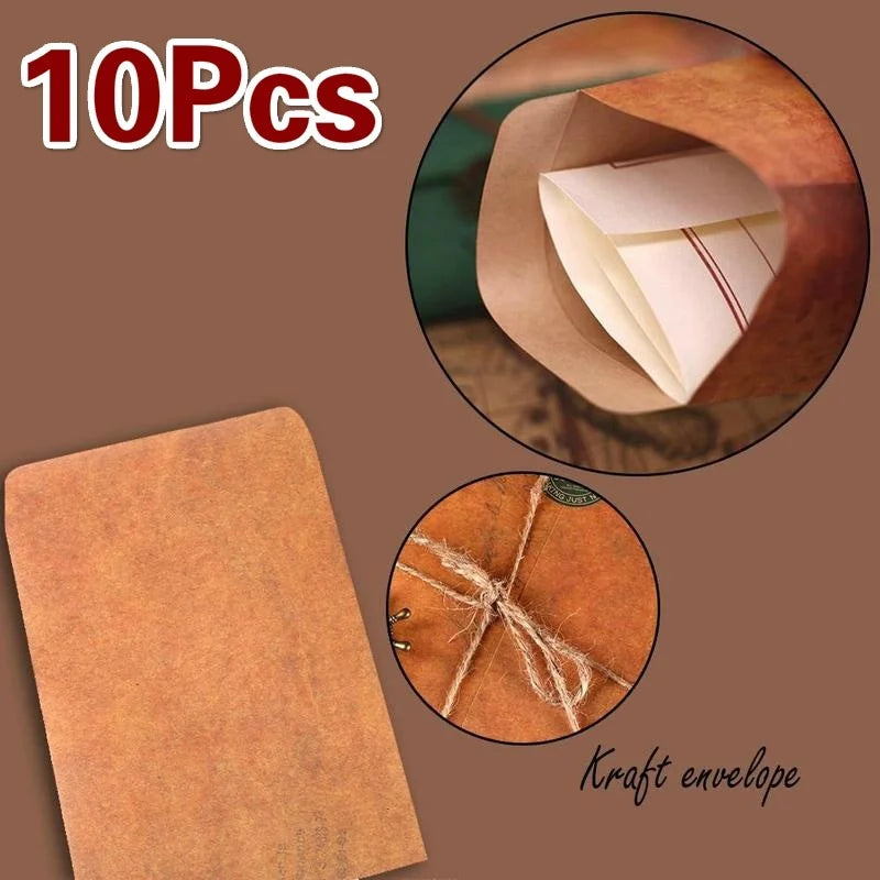 10-Pack Vintage Brown Kraft Envelopes – Retro Letter & Gift Kraft Paper Envelopes Axl