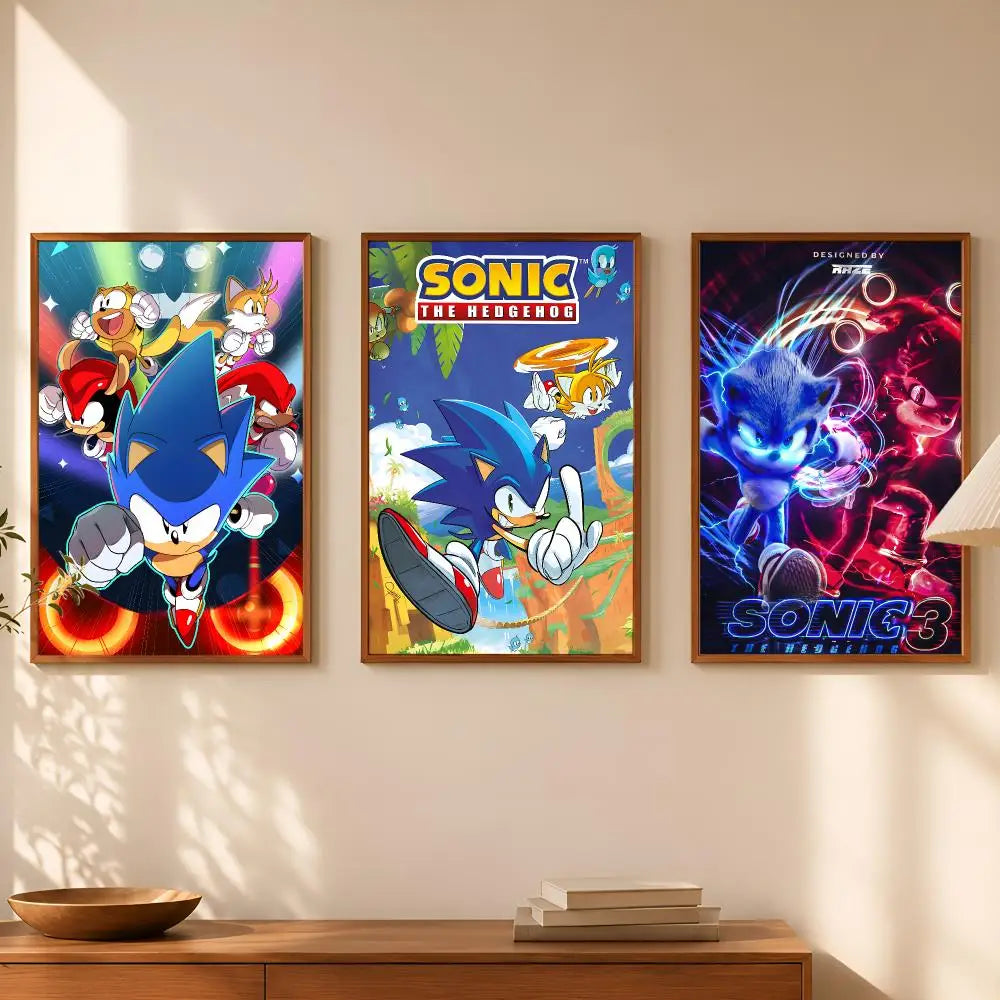 Sonic Character Self-Stick HD Wall Poster – Waterproof Room Decor Wall Art Poster Axl