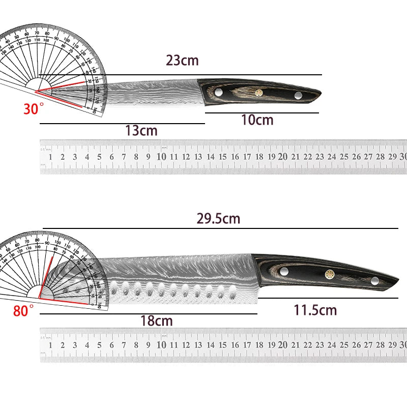 Damascus Steel Chef's Knife – 18cm Blade & Wood Handle Damascus Kitchen Knife Axl