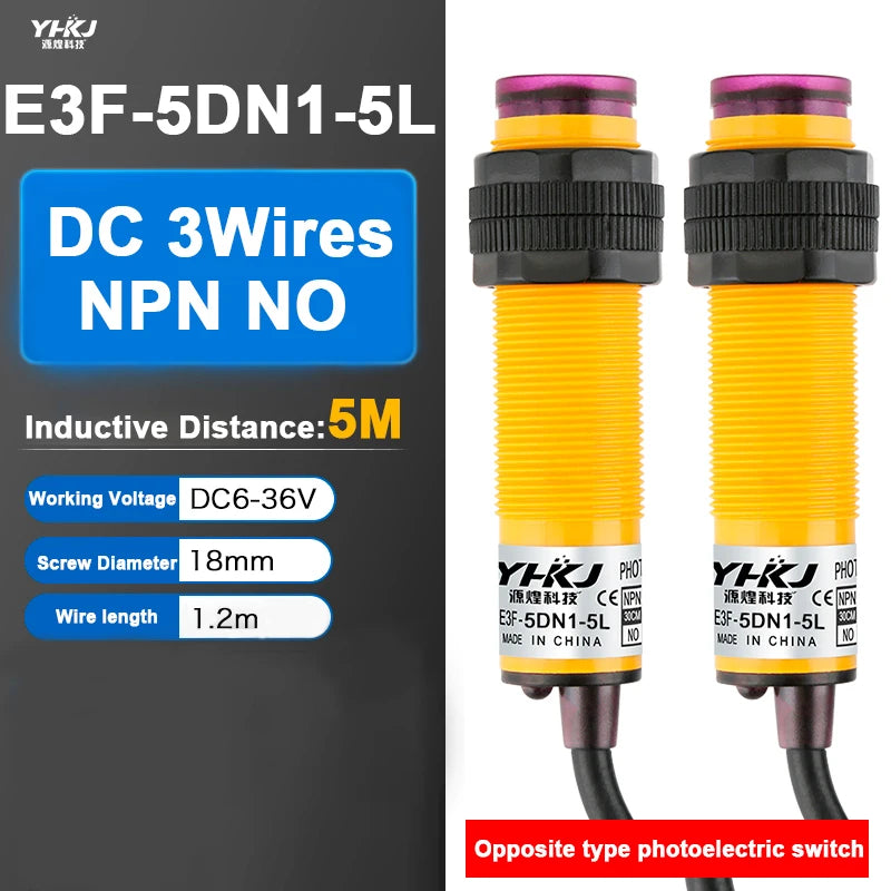 E3F Photoelectric Proximity Sensor Switch NPN PNP 6-36VDC Photoelectric Sensor Switch Axl E3F-5DN1