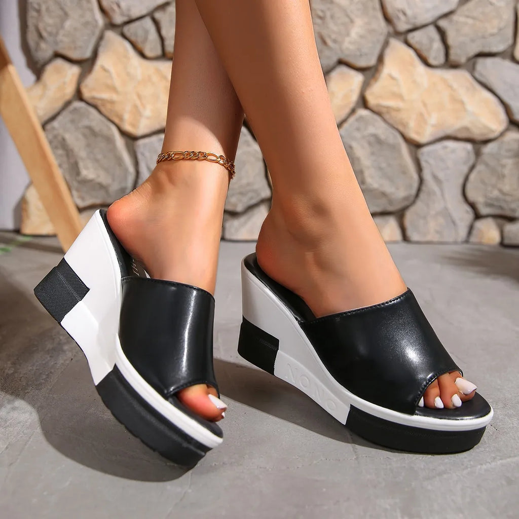 Women's Wedge Platform Slides – High Heel Summer Sandals Wedge Platform Sandals Axl
