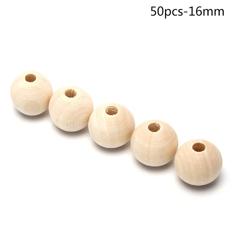 Natural Round Wooden Ball Beads – DIY Jewelry & Craft Making Wooden Craft Beads Axl 50pcs-16mm