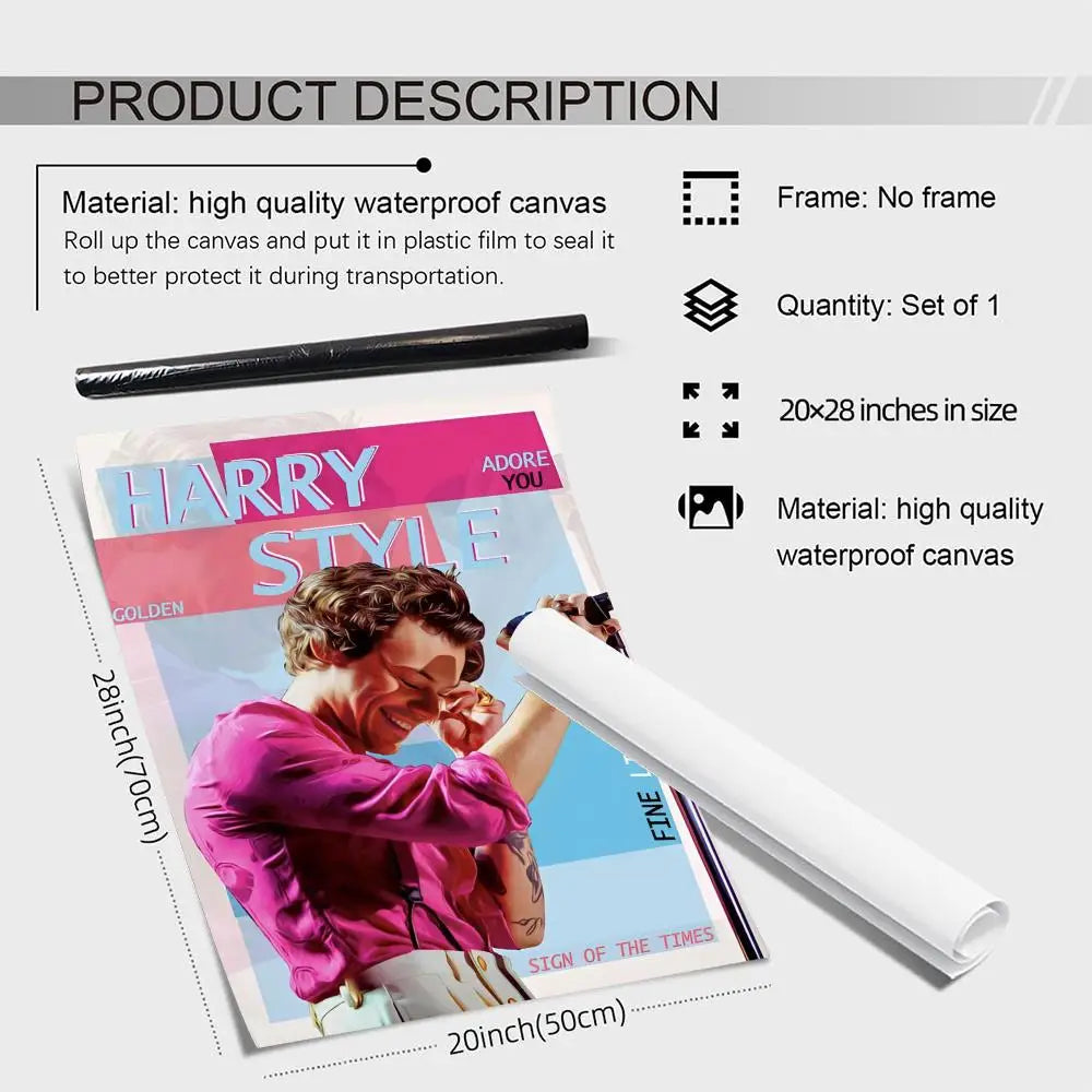 Harry Styles Canvas Wall Art Poster – Unframed Home Décor Canvas Wall Art Axl