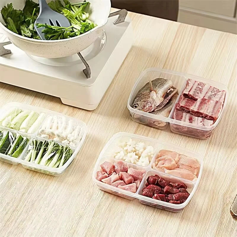 4-Compartment Fridge Food Storage Box with Lid | Fresh Keeper Food Storage Container Axl