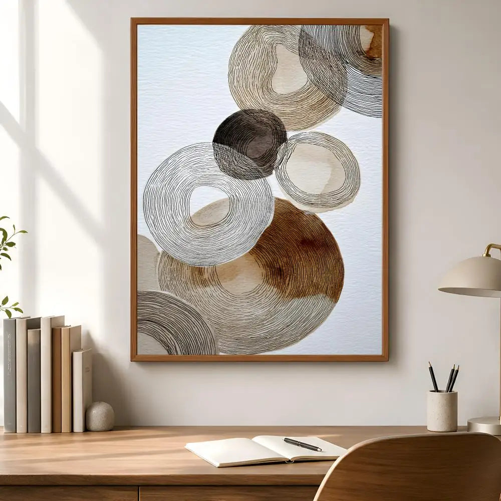 Boho Beige Abstract Self-Adhesive Wall Poster | HD Waterproof Wall Art Poster Axl