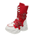Women's Platform Motorcycle Boots – Thick Sole & Square Heel Platform Motorcycle Boots Axl 35 Red
