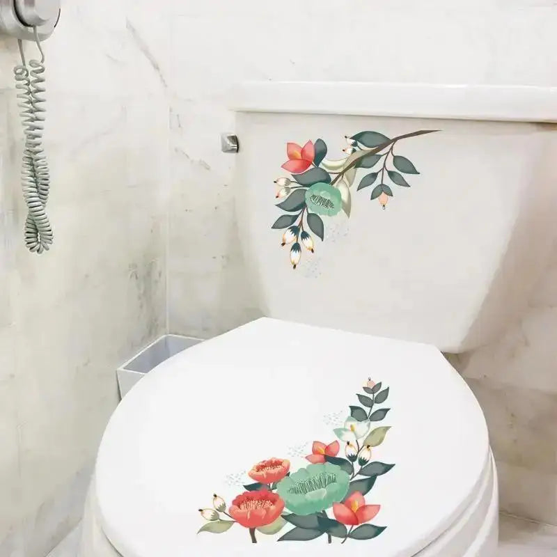 Flower Mural Bathroom Wall Sticker – Removable PVC Decal Bathroom Wall Sticker Axl