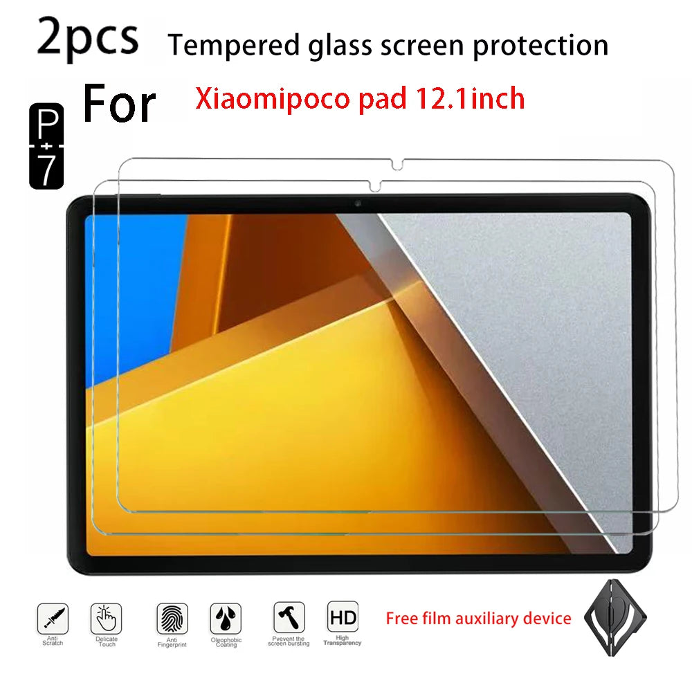 2-Pack HD Tempered Glass Screen Protector Xiaomi Poco Pad Tablet Screen Protector Axl xiaomipoco pad12.1