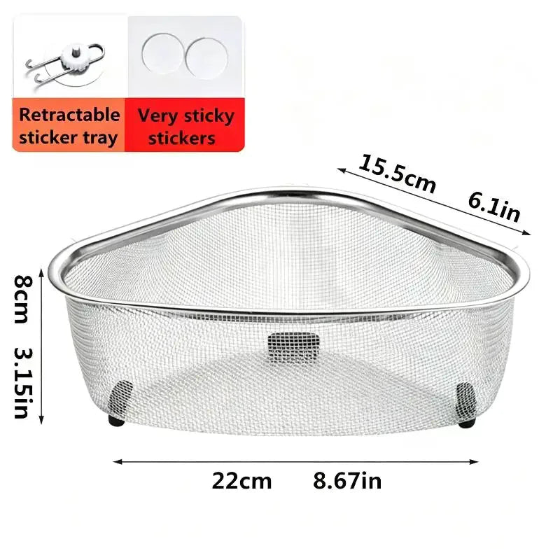 Stainless Steel Triangle Sink Drain Basket & Corner Filter Sink Drain Basket Axl