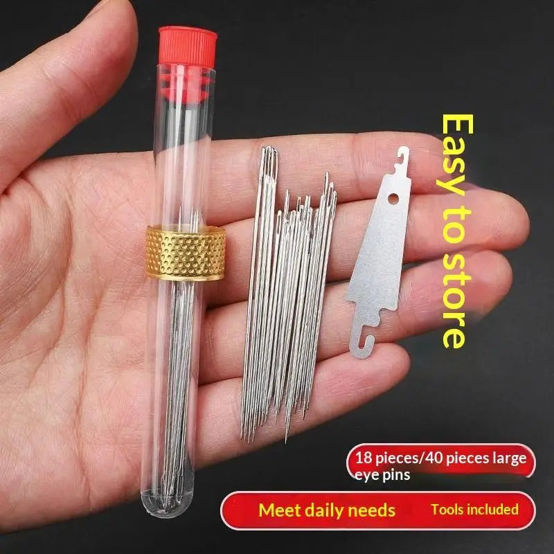 Stainless Steel Sewing Needles Kit with Threader & Storage Tube Sewing Needle Kit Axl A 18 needles