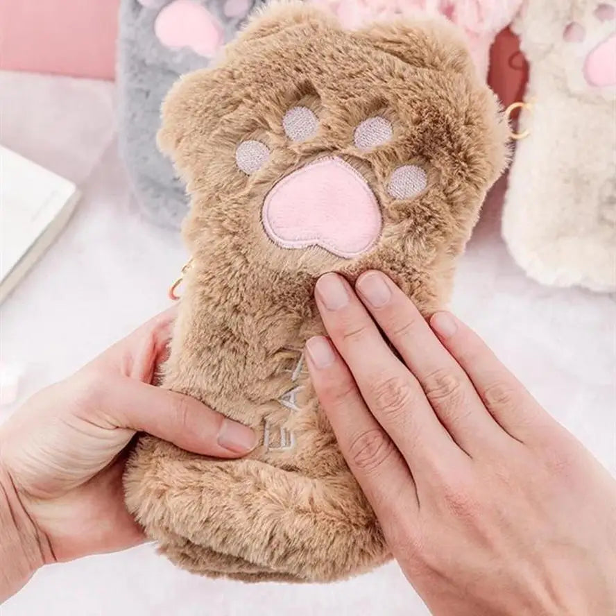 Japanese Plush Cat Claw Pencil Case – Large Capacity Pouch Plush Pencil Case Axl