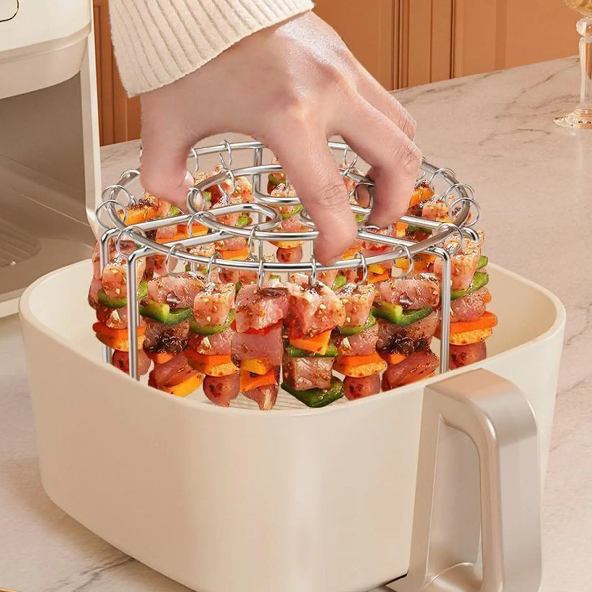 Stainless Steel BBQ Skewer Rack – Air Fryer & Oven, 24 Skewers BBQ Skewer Rack Axl