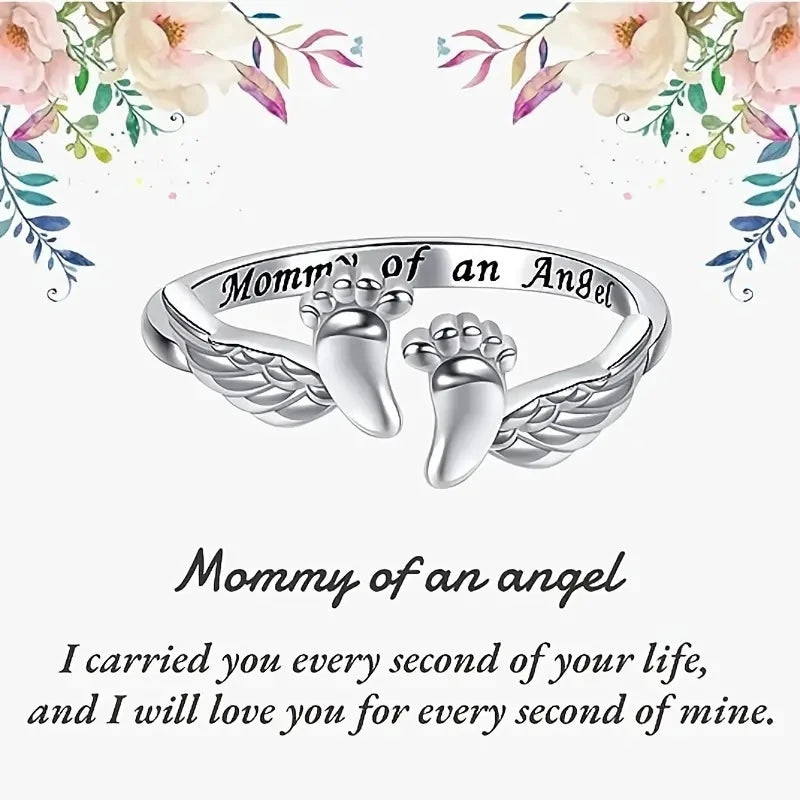 Huitan Baby Footprint Mom Ring – Brass Fashion Jewelry Gift Fashion Ring Axl