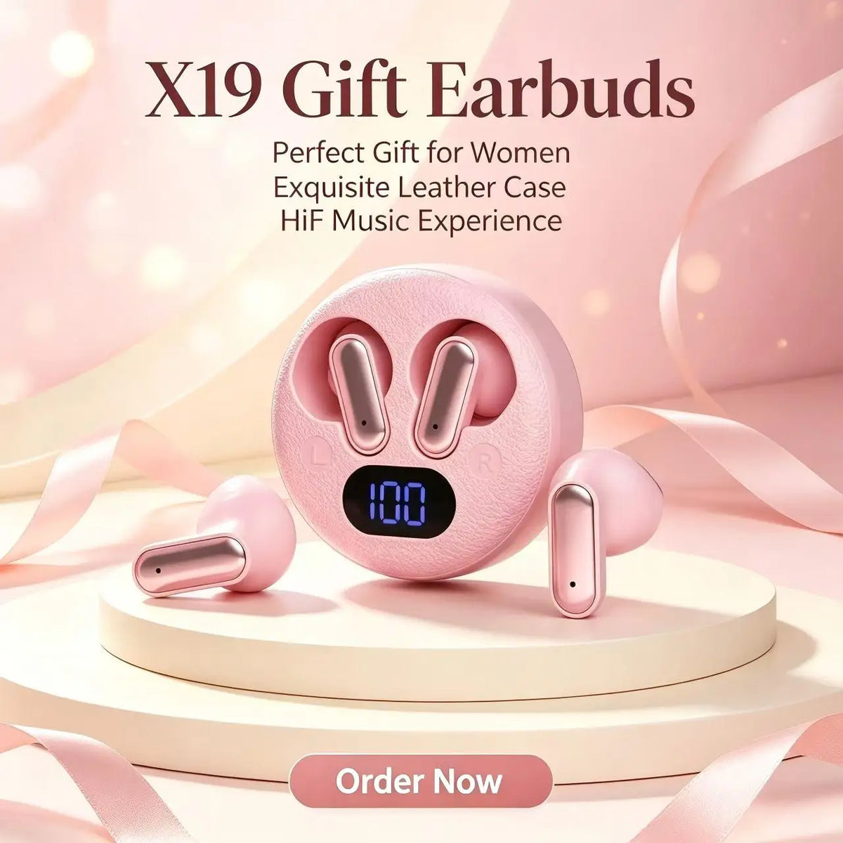 X19 Bluetooth Earphones HiFi TWS – Leather Case & LED Display Wireless Earbuds Axl