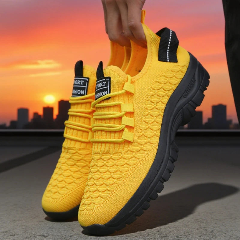 ZULIWAGN Men's Breathable Mesh Tennis Trainers & Walking Shoes Men's Mesh Trainers Axl Yellow 45