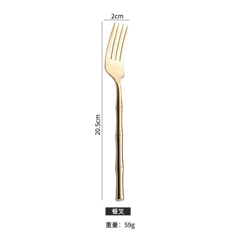 Bamboo Handle Stainless Steel Steak Knife & Fork Set Flatware Set Axl H China Mainland