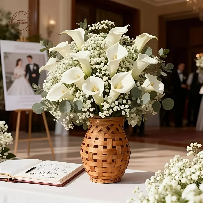 Calla Lily & Gypsophila Faux Bouquet – Wedding & Home Decor Artificial Flower Bouquet Axl