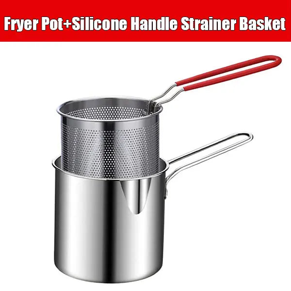 Stainless Steel Deep Fryer Pot with Strainer – Japanese Tempura Deep Fryer Pot Axl Only Fryer Pot