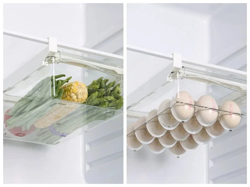 Sliding Drawer Fridge Organizer with Hanging Shelf Bracket Fridge Storage Organizer Axl 2PCS 32x21x12cm 1-tier