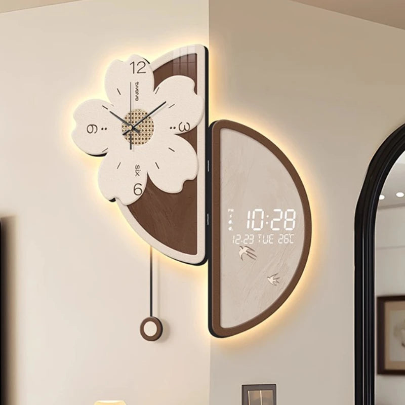 Oeny Large Luxury Wood Wall Clock – Engraved Bamboo Decor Wood Wall Clock Axl