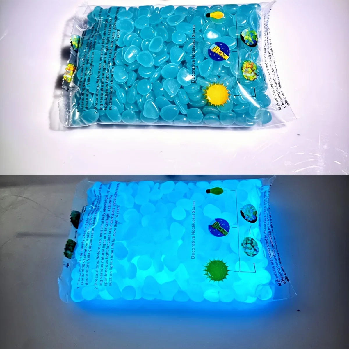 Luminous Glow Pebbles 100 Pcs – Garden, Aquarium & Wedding Décor Decorative Garden Pebbles Axl Blue 100pcs