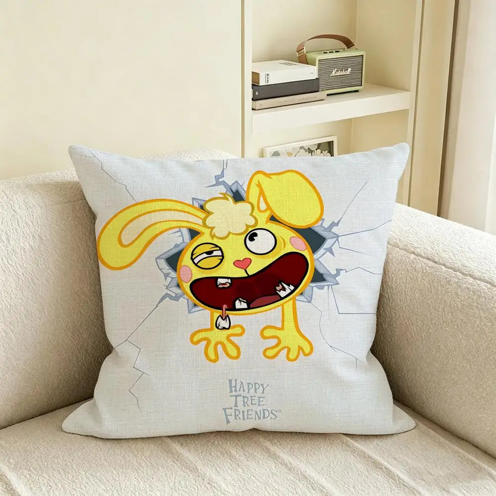 Cartoon Happy Tree Friends Linen Cushion Cover | Sofa & Bed Linen Cushion Cover Axl White6 60X60cm