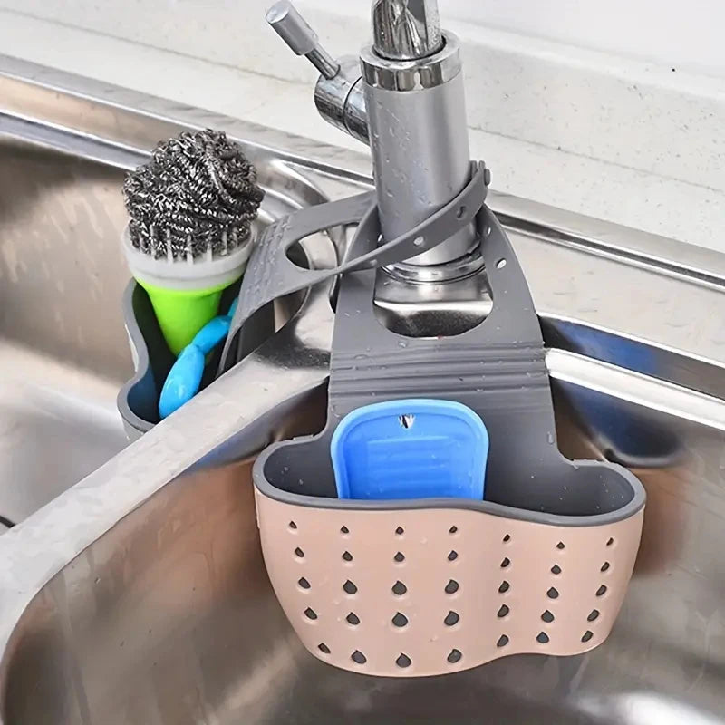 Snap-On Sink Draining Hanging Bag – Kitchen Sponge Holder Sink Sponge Holder Axl