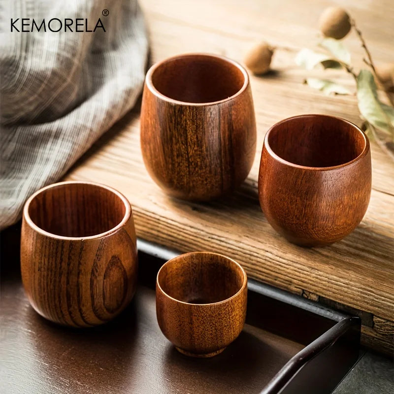 KEMORELA Japanese Wooden Tea Cups Set of 2 – 170ml Wooden Tea Cups Axl