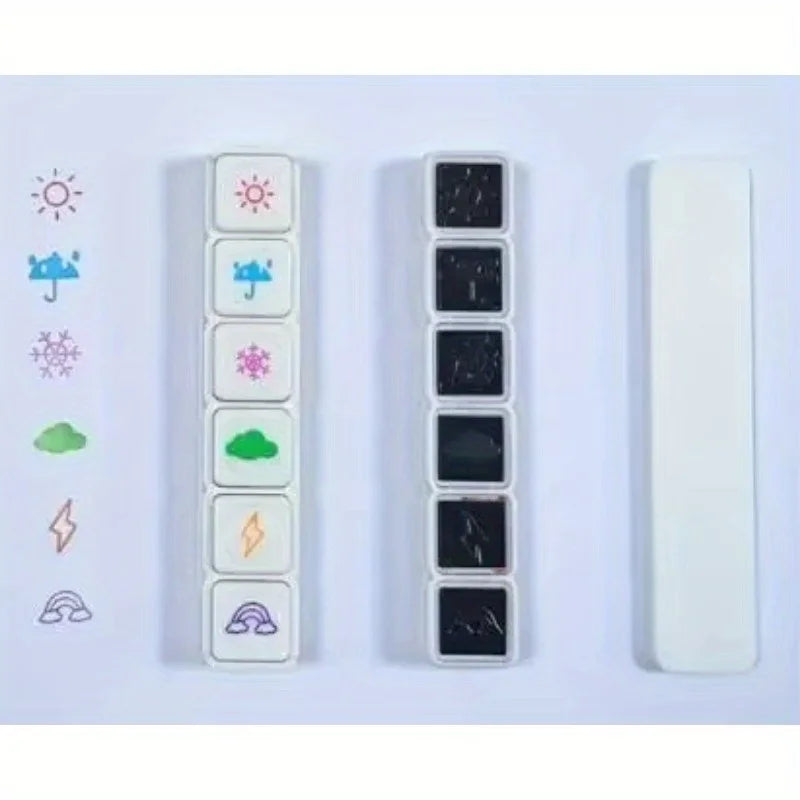 Kawaii Self-Ink Reward Stamps – 6 Designs Kids Craft Seal Set Self-Ink Stamp Set Axl weather